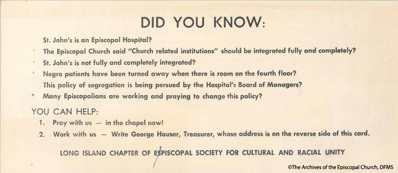 Flyer Distributed Regarding Segregation At Episcopal Hospital