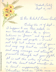 A Letter Supporting The Freedom Riders, 1961