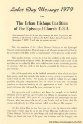 Urban Bishops Coalition, Labor Day Message