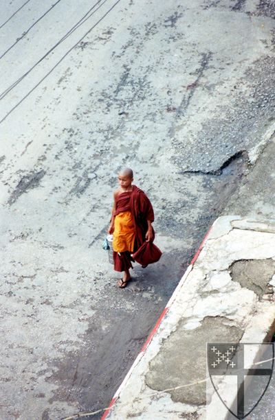 [A young Buddhist monk wal...]